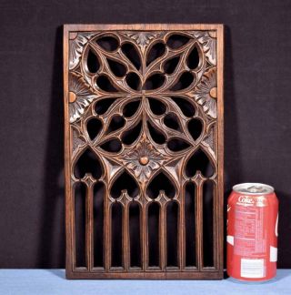 French Antique Gothic Revival Panel In Oak Wood Salvage