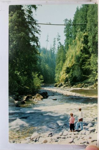 Canada British Columbia Vancouver Capilano Suspension Bridge River Postcard Old