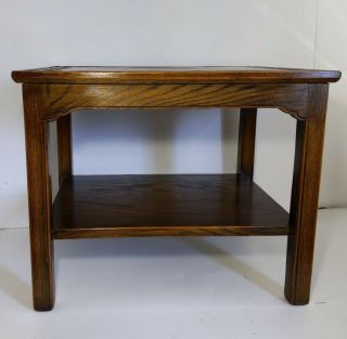 Vintage 2 - Tier English Oak Wood End Table - Straight Legs - Rustic Farmhouse