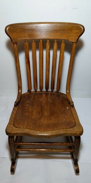 Antique Mission Oak Wood Rocking Chair With Sewing Drawer