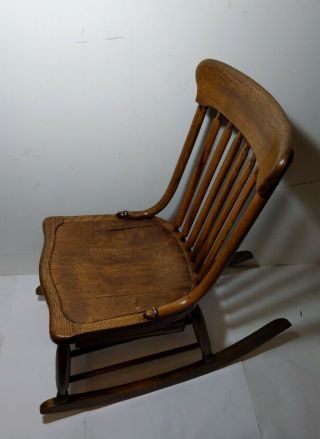 Antique Mission Oak Wood Rocking Chair with Sewing Drawer 2