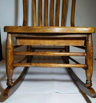 Antique Mission Oak Wood Rocking Chair with Sewing Drawer 5
