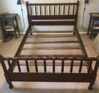 Antique Rare Design Wood Slat Jenny Lind Spool Bed Spindle Full Early American