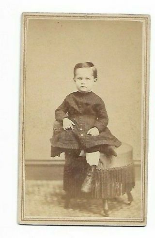Vintage Cdv - Unknown Child By J V Cookingham,  Jackson,  Mi (2281)