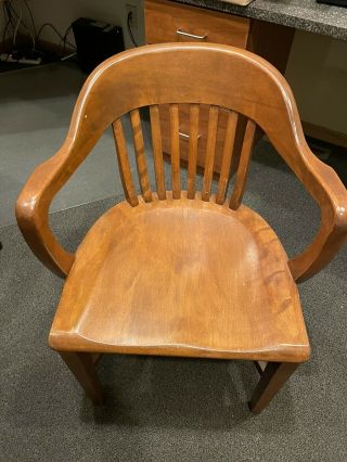 Vintage Wood Office Chair Banker Desk Courthouse Lawyer Black Walnut $150