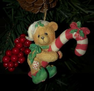 Cherished Teddies Ornament.  Elf With Candy Cane Item 651389