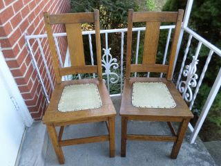 Antique Set 4 Matching Mission Oak Chairs by Limbert Arts & Craft Stickley Era 2