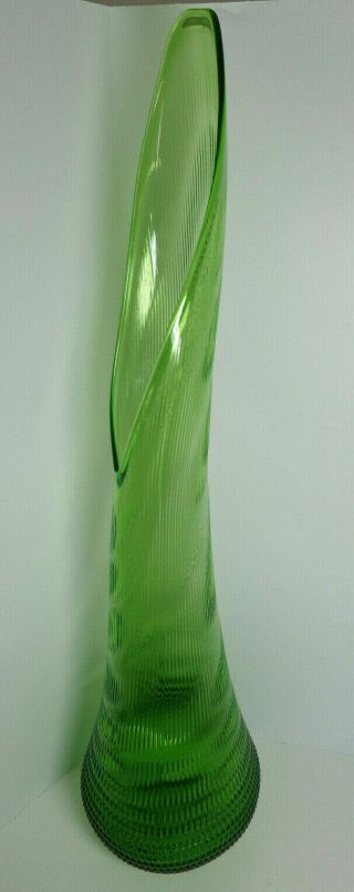 L E Smith Vtg Floor Vase Swung Stretch Mcm Bright Green 35 Inch