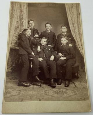 Group Of Young Boys Cabinet Card Woodstock Illinois 1885