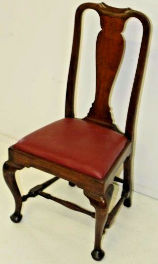 Period Antique 18th C.  Walnut Queen Anne Ma Dining Chair C.  1750 W/ Repairs