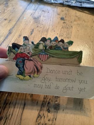 Vintage Diecut Postcard Musical Band American Badge Flag Dutch Dancing