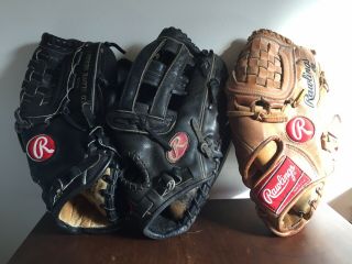 3 Vintage Rawlings Heart Of The Hide Hoh Gloves