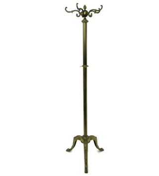 Standing Hall Tree Coat Hallway Rack Ornate Brass Hollywood Regency Rococo
