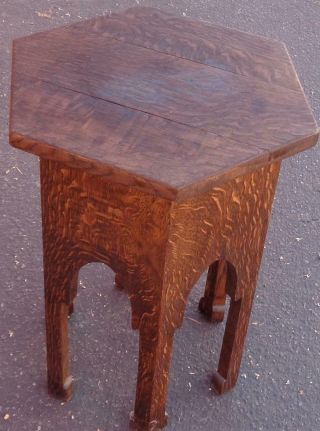 Solid Wood Antique Plant Stand – Tiger Oak – Quarter Sawn –