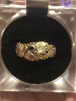 Vintage Black Hills Gold Ring Size 8 Grape Leaves Coleman