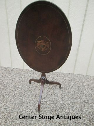 57111 Inlaid Phoenix Eagle Federal Tilt Top Lamp Table Stand