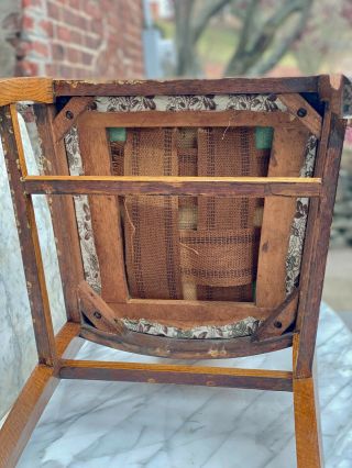 Antique Farmhouse Quartersawn Oak T Back Dining Chairs - a Pair 6