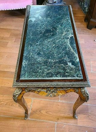 Antique Green Marble Top Coffee Table Circa 1920 ' s Bronze Ormolu Design We Ship 2