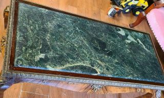 Antique Green Marble Top Coffee Table Circa 1920 ' s Bronze Ormolu Design We Ship 4