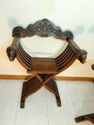 Vintage Antique Italian 50s Folding Wood Chair Savonarola 4