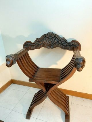Vintage Antique Italian 50s Folding Wood Chair Savonarola 5