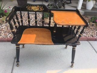 Vintage Ethan Allen Gossip Bench Hitchcock Style Telephone Table Entry Bench
