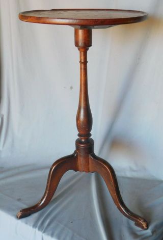 Antique American candlestand cherry dish top Queen Anne 18th c.  kettle stand 3