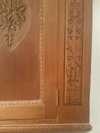 Antique English Oak CORNER Cabinet Hanging Wall Cabinet Display Corner Carved 3