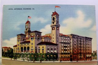 Virginia Va Richmond Hotel Jefferson Postcard Old Vintage Card View Standard Pc