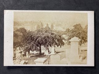 Victorian Carte De Visite Cdv: Scene: Mystery Cemetery Graveyard: Nottingham
