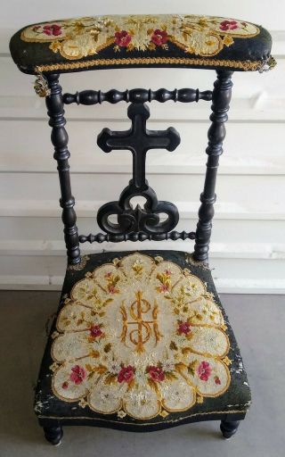 Antique French Prie Dieu Prayer Chair Circa 1870