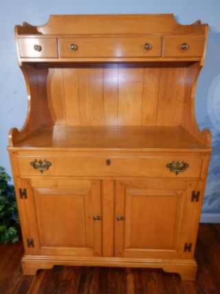 Antique Willett Solid Maple Dining Hutch Kitchen Cabinet " Lancaster County "