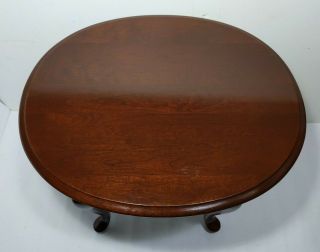 Vintage BROYHILL Round Queen Anne End Table Solid Cherry Wood Chippendale 3