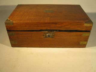 Antique Mahogany And Rosewood Brass Bound Mid 19thy Century Lap Desk