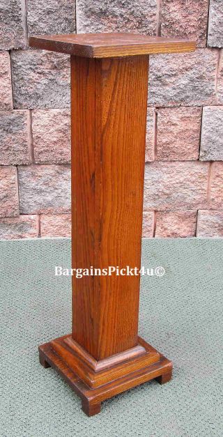 Antique 33 " Arts Crafts Mission Wood Oak Pedestal Riser Plant Fern Stand Table