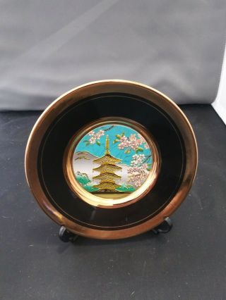 A 4 " China & 24k Gold Edged Plate - The Art Of Chokin From Japan