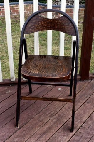 Antique Bentwood Bauhaus Thonet Crocodile Skin Effect Folding Chair C1910