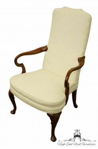 HICKORY CHAIR Solid Mahogany Queen Anne Style Upholstered Dining Arm Chair 3