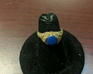 Antique Natural Blue Lapis 14k Yellow Gold Ring,  Size 4.  5,  3.  2 Grams