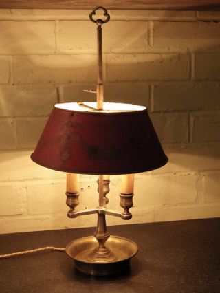Tole Ware Antique Brass Rise And Fall Desk Lamp