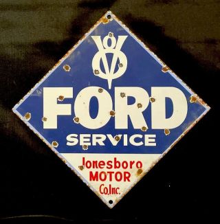 Vintage 1950’s Ford Service 12” Porcelain Sign Car Truck Oil Gas Gasoline
