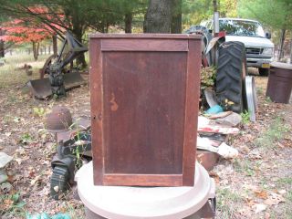 Antique Primitive Walnut Hanging Wall Cabinet Dovetailed Shelves With Lock & Key