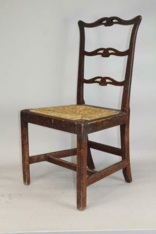 One Of A Pair 18th C Nh Chippendale Side Chairs Spanish Brown Paint 2