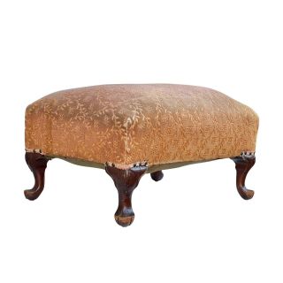 Antique Victorian Queen Anne Mahogany Footstool Ottoman
