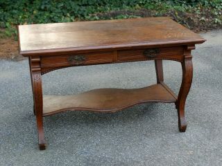 Antique Carved Tiger Oak Library Table Fresh Estate Find Heavy Good Quality