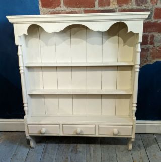 Rustic White Vintage Welsh Dresser Top With Drawers - Shelving - Kitchen