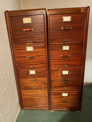 Antique Library Bureau Makers Eight Drawer Refinished Mohogany File Cabinet