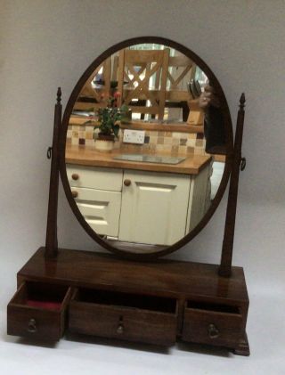 Antique Georgian? Oval Swing Mirror Dressing Table Mirror With Drawers