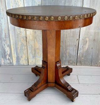 Antique Mission Arts & Crafts Paine Furniture Oak Table Faux Leather Top C.  1910