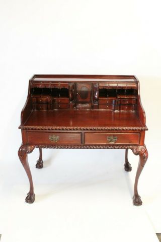 Ball & Claw Foot Chippendale Bombay Style 17 Drawer Desk Beaded Edges